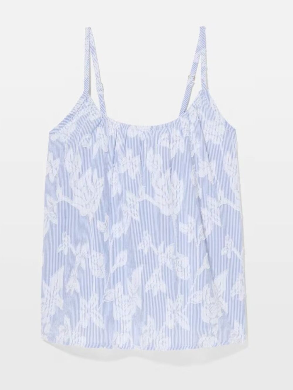 Soma Cotton Striped Floral Jacquard Pajama Cami Small Blue White New With Tags - Picture 3 of 15